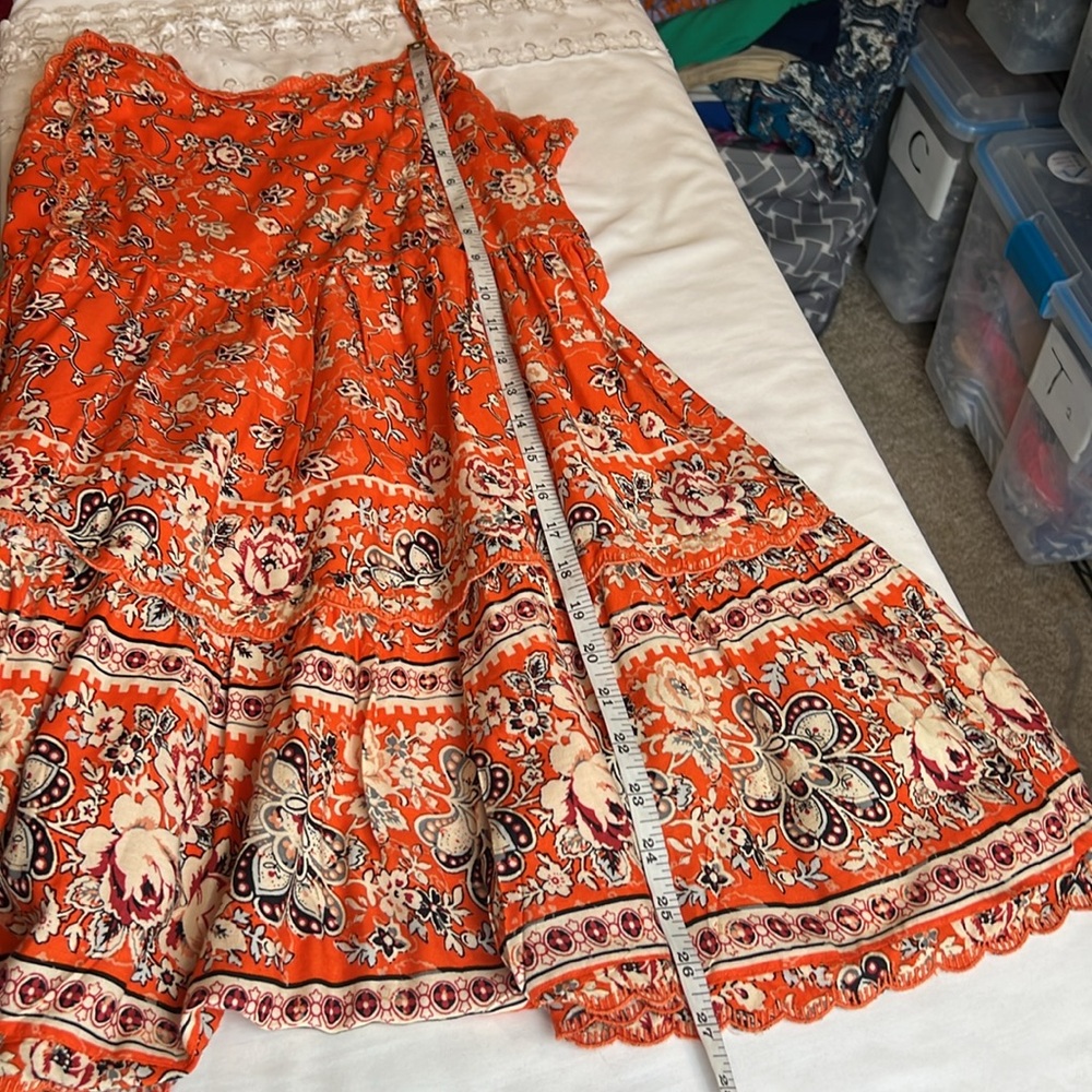 Urban outfitters Hanna Scallop Babydoll Floral Boho Peasant Hippie Dress SZ M - Picture 9 of 13